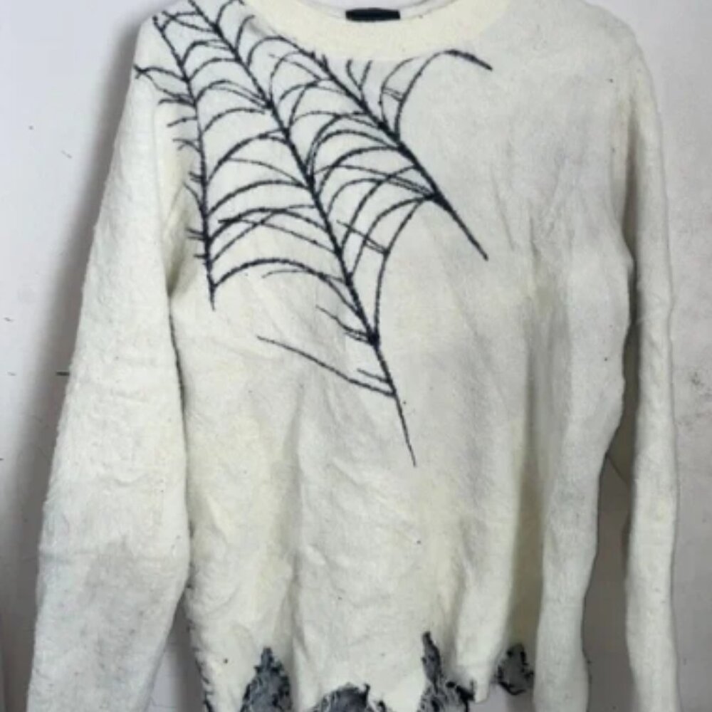 GUAPI Blood Diamond Off White Sweater Spiderweb Limited Edition Unisex Size S